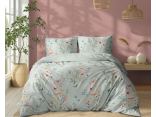 Pościel z bawełny 160x200 +2/70x80 pastelowa łąka na miętowym tle  wz. 5499 b